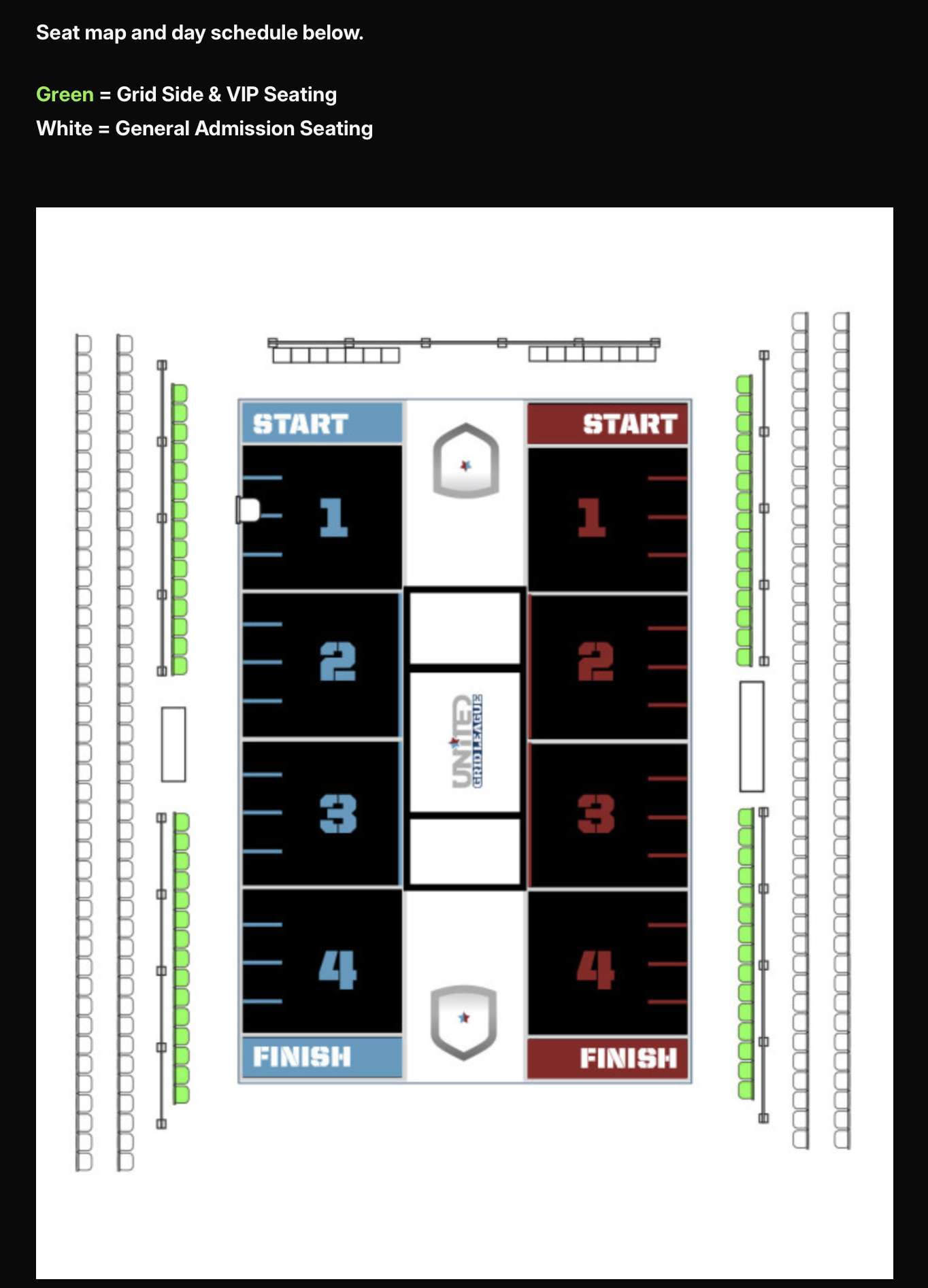 Nor'easter seat map — two grids at American Dream with Grid Side/VIP and GA seating